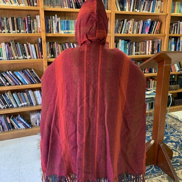 Vtg One of a Kind handwoven Fibers for All Seasons hooded blanket poncho, Zoller - Picture 5 of 15